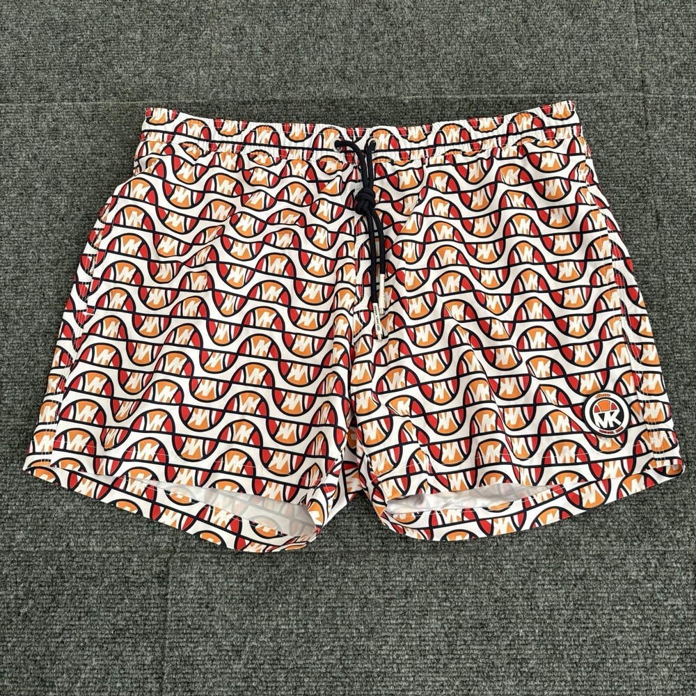 MICHAEL KORS MENS MK x Ellesse AOP Logo Swim Trunks XL Mesh Lined Drawstring